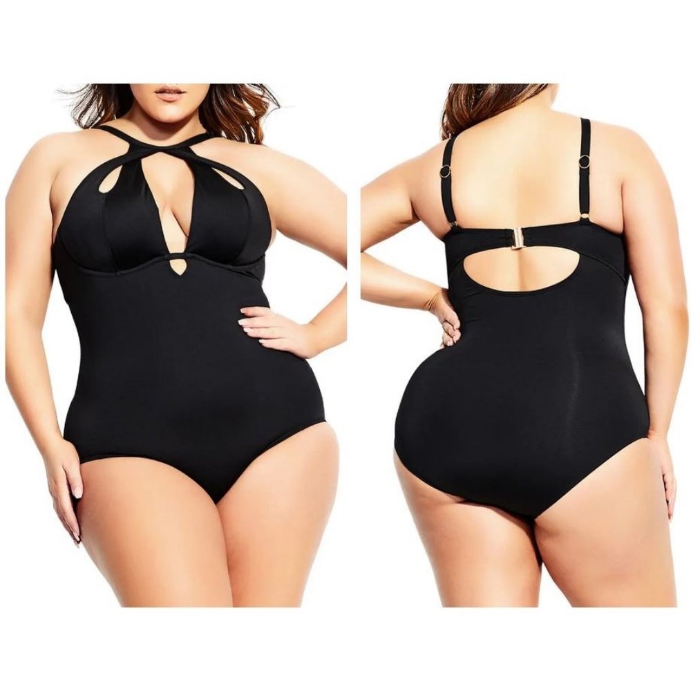 City Chic Cancun One-Piece Underwire Swimsuit Black Xl